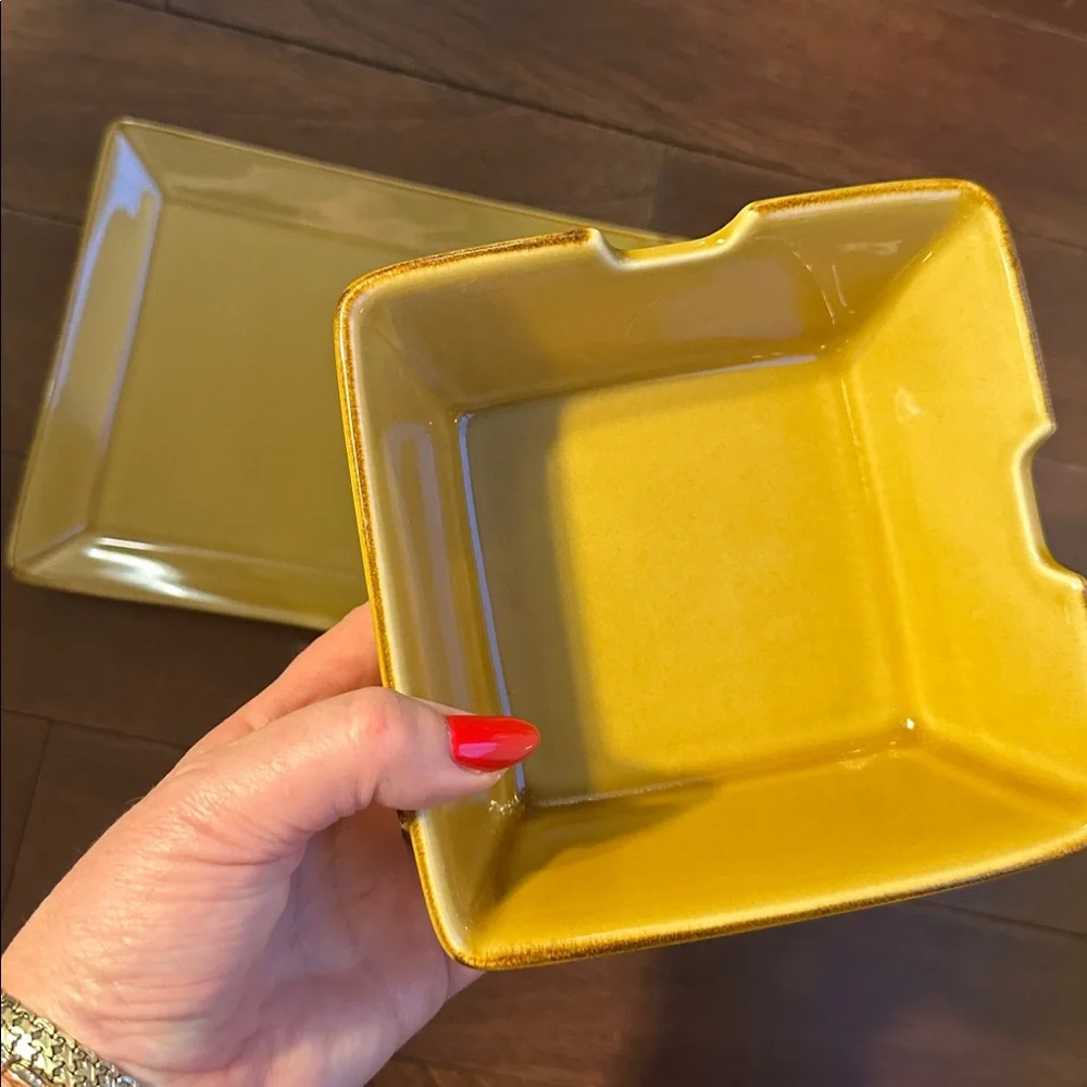 Pottery Barn Asian Square Mustard Rectangular Platter and Bowl